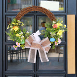 Maxbell Easter Bunny Wreath Easter Decoration with Bow for Farmhouse Festival Office
