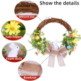 Maxbell Easter Bunny Wreath Easter Decoration with Bow for Farmhouse Festival Office