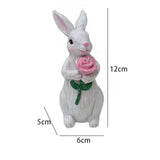 Maxbell Resin Rabbit Statue Cute Rabbit Sculpture for Table Lawn Birthday Party Gift