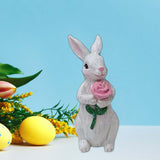 Maxbell Resin Rabbit Statue Cute Rabbit Sculpture for Table Lawn Birthday Party Gift