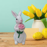 Maxbell Resin Rabbit Statue Cute Rabbit Sculpture for Table Lawn Birthday Party Gift