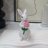 Maxbell Resin Rabbit Statue Cute Rabbit Sculpture for Table Lawn Birthday Party Gift