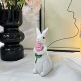 Maxbell Resin Rabbit Statue Cute Rabbit Sculpture for Table Lawn Birthday Party Gift