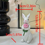 Maxbell Resin Rabbit Statue Cute Rabbit Sculpture for Table Lawn Birthday Party Gift