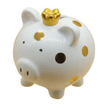 Maxbell Piggy Bank Birthday Gift Money Saving Box Desktop Pig Figurine for Home Boys White