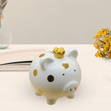 Maxbell Piggy Bank Birthday Gift Money Saving Box Desktop Pig Figurine for Home Boys White