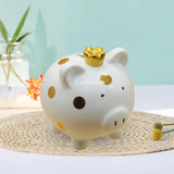 Maxbell Piggy Bank Birthday Gift Money Saving Box Desktop Pig Figurine for Home Boys White