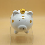 Maxbell Piggy Bank Birthday Gift Money Saving Box Desktop Pig Figurine for Home Boys White