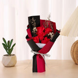 Maxbell Artificial Soap Flower Bouquet Realistic Valentines Day Gift for Mothers Day Red Rose