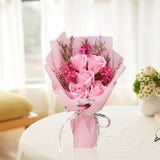 Maxbell Artificial Soap Flower Bouquet Realistic Valentines Day Gift for Mothers Day Pink Rose