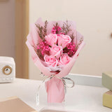 Maxbell Artificial Soap Flower Bouquet Realistic Valentines Day Gift for Mothers Day Pink Rose