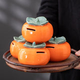 Maxbell Persimmon Ceramic Jar Canister Orange Cash Bank for Desk Living Room Balcony