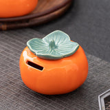 Maxbell Persimmon Ceramic Jar Canister Orange Cash Bank for Desk Living Room Balcony