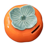 Maxbell Persimmon Ceramic Jar Canister Orange Cash Bank for Desk Living Room Balcony