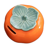 Maxbell Persimmon Ceramic Jar Canister Orange Cash Bank for Desk Living Room Balcony