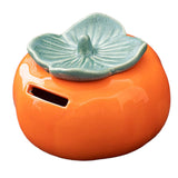 Maxbell Persimmon Ceramic Jar Canister Orange Cash Bank for Desk Living Room Balcony