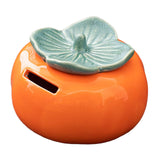 Maxbell Persimmon Ceramic Jar Canister Orange Cash Bank for Desk Living Room Balcony