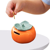 Maxbell Persimmon Ceramic Jar Canister Orange Cash Bank for Desk Living Room Balcony