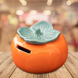Maxbell Persimmon Ceramic Jar Canister Orange Cash Bank for Desk Living Room Balcony