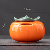 Maxbell Persimmon Ceramic Jar Canister Orange Cash Bank for Desk Living Room Balcony