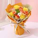 Maxbell Soap Flower Bouquet Romantic Mother's Day Gift for Party Wedding Anniversary Orange