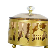 Maxbell Ramadan Tray Gold Durable with Lid Serving Tray for Kitchen Table Gold