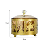 Maxbell Ramadan Tray Gold Durable with Lid Serving Tray for Kitchen Table Gold