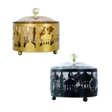 Maxbell Ramadan Tray Gold Durable with Lid Serving Tray for Kitchen Table Gold