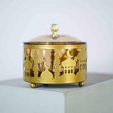 Maxbell Ramadan Tray Gold Durable with Lid Serving Tray for Kitchen Table Gold