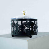 Maxbell Ramadan Tray Gold Durable with Lid Serving Tray for Kitchen Table Black