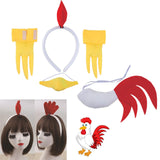 Maxbell 2xChicken Animal Costume Cute Easter Chicken Head Hoop Set for Holiday Cosplay 5 piece