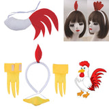 Maxbell 2xChicken Animal Costume Cute Easter Chicken Head Hoop Set for Holiday Cosplay 5 piece