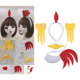 Maxbell 2xChicken Animal Costume Cute Easter Chicken Head Hoop Set for Holiday Cosplay 5 piece