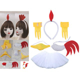 Maxbell 2xChicken Animal Costume Cute Easter Chicken Head Hoop Set for Holiday Cosplay 6 piece