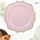Maxbell 10 Pieces Charger Plates Durable Kitchen Plates for Reception Events Kitchen Pink