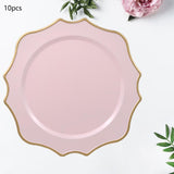 Maxbell 10 Pieces Charger Plates Durable Kitchen Plates for Reception Events Kitchen Pink