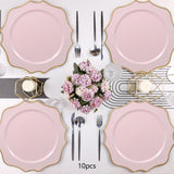 Maxbell 10 Pieces Charger Plates Durable Kitchen Plates for Reception Events Kitchen Pink