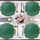 Maxbell 10 Pieces Charger Plates Durable Kitchen Plates for Reception Events Kitchen Green