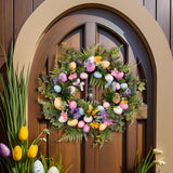 Maxbell Easter Egg Flower Wreath Easter Door Garland for Front Door Patio Porch Home