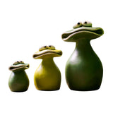 Maxbell Maxbell Flat Mouth Frog Statue Resin Ornament Cute Hand Painted for Home Office Decor Size S