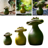 Maxbell Maxbell Flat Mouth Frog Statue Resin Ornament Cute Hand Painted for Home Office Decor Size S