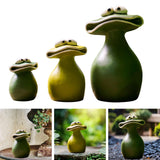 Maxbell Maxbell Flat Mouth Frog Statue Resin Ornament Cute Hand Painted for Home Office Decor Size S
