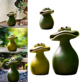 Maxbell Maxbell Flat Mouth Frog Statue Resin Ornament Cute Hand Painted for Home Office Decor Size S