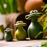 Maxbell Maxbell Flat Mouth Frog Statue Resin Ornament Cute Hand Painted for Home Office Decor Size S