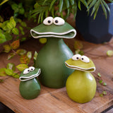 Maxbell Maxbell Flat Mouth Frog Statue Resin Ornament Cute Hand Painted for Home Office Decor Size S