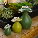 Maxbell Maxbell Flat Mouth Frog Statue Resin Ornament Cute Hand Painted for Home Office Decor Size S