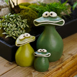 Maxbell Maxbell Flat Mouth Frog Statue Resin Ornament Cute Hand Painted for Home Office Decor Size S