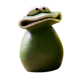 Maxbell Maxbell Flat Mouth Frog Statue Resin Ornament Cute Hand Painted for Home Office Decor Size S