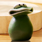Maxbell Maxbell Flat Mouth Frog Statue Resin Ornament Cute Hand Painted for Home Office Decor Size S