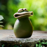 Maxbell Maxbell Flat Mouth Frog Statue Resin Ornament Cute Hand Painted for Home Office Decor Size S
